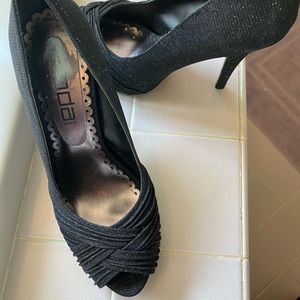 MODA 6.5 Gretchen Black lurex fabric heels